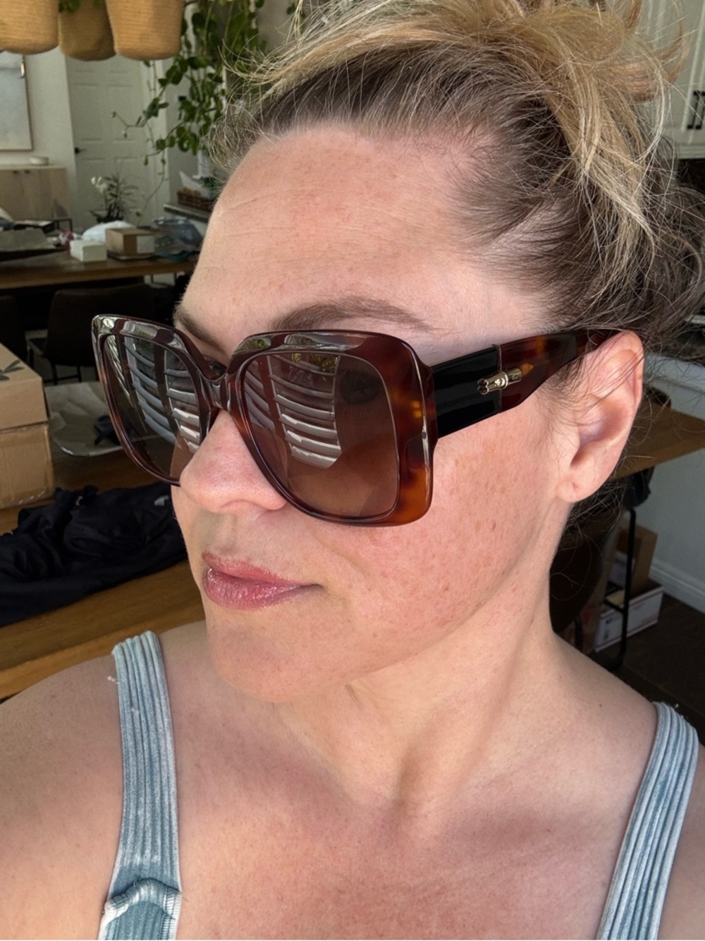 Oversized LongChamp Brown Tortoise Sunglasses - Picture 2 of 6